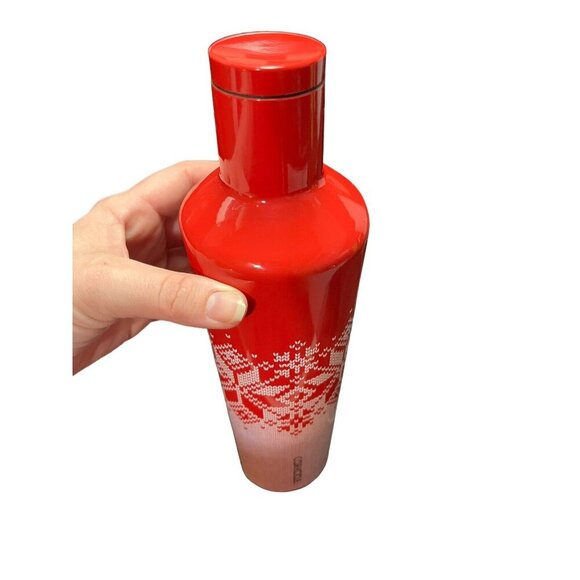 Rare Corkcicle Fairisle Red Canteen 25oz Red & White Snowflake Pattern with Lid - Picture 5 of 8